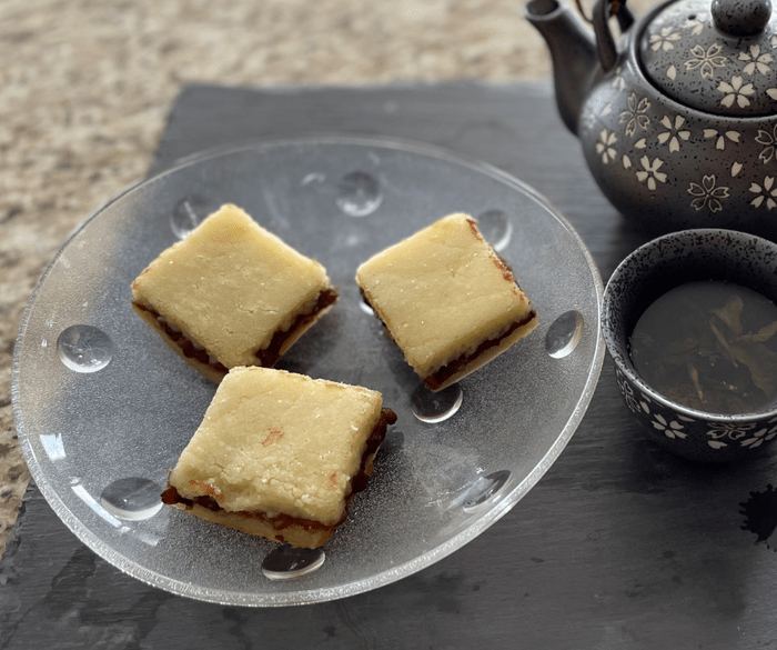 Baked Coconut Mochi Cake with Red Bean Filling (aka 